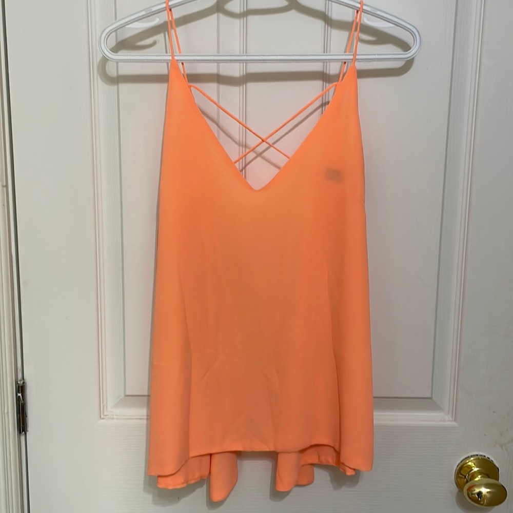 Bright peach open back tank top